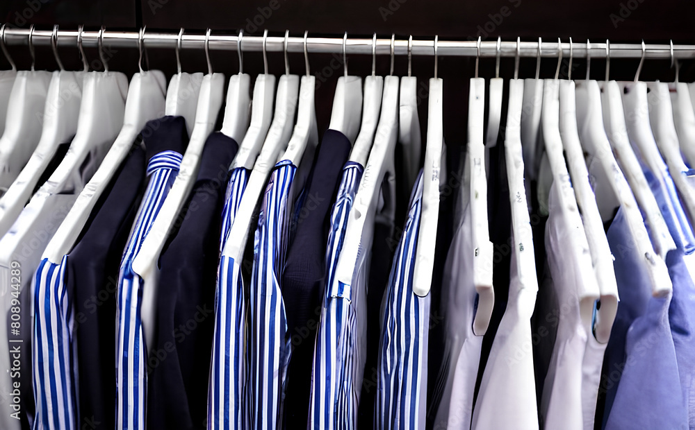 Close up of laundry rack with clean shirts Close up of laundry rack with clean shirts