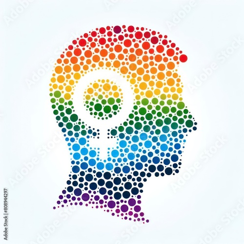 Human silhouette from rainbow dots