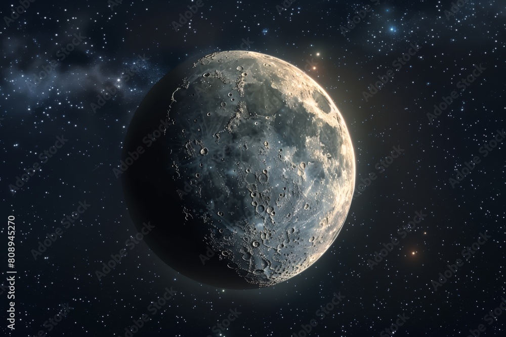 Moon on dark background with stars. High definition astronomical photo Moon on dark background with stars. High definition astronomical photo