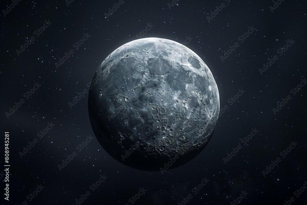 Obraz premium Moon on dark background with stars. High definition astronomical photo