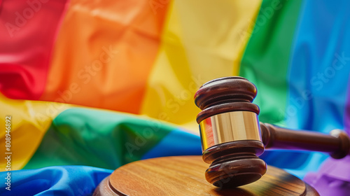 Gavel court rainbow flag. LGBT rights activists sentenced to death concept Stock Photo photography photo