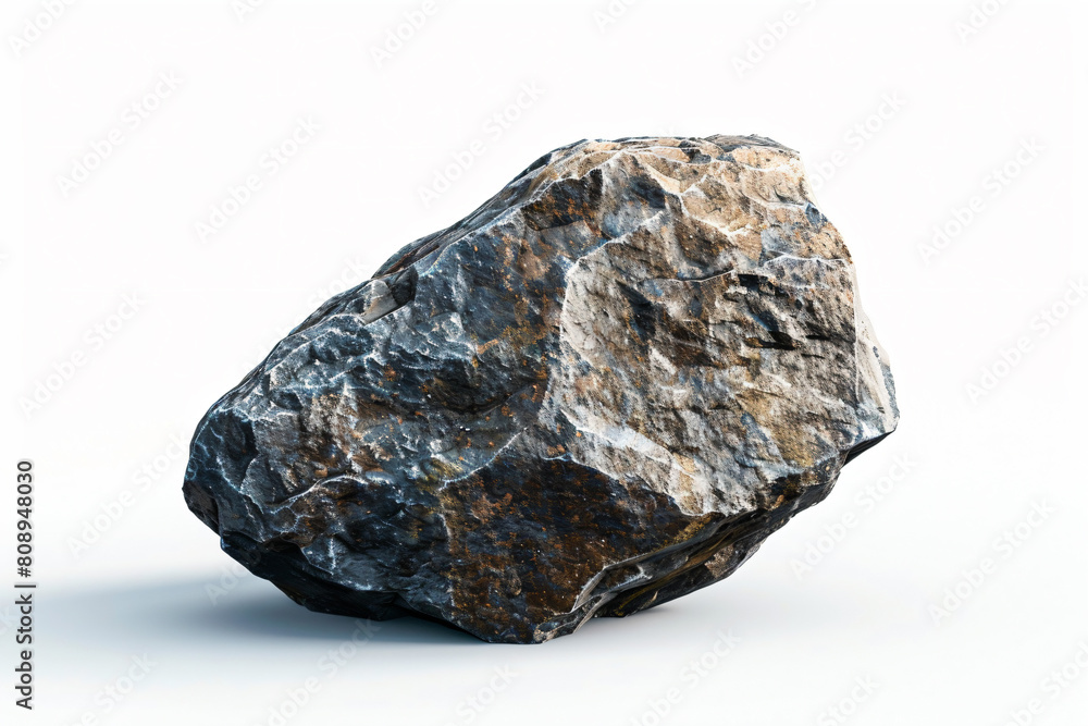 a large rock is sitting on a white surface
