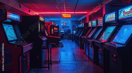 The interior of a retro arcade machine.