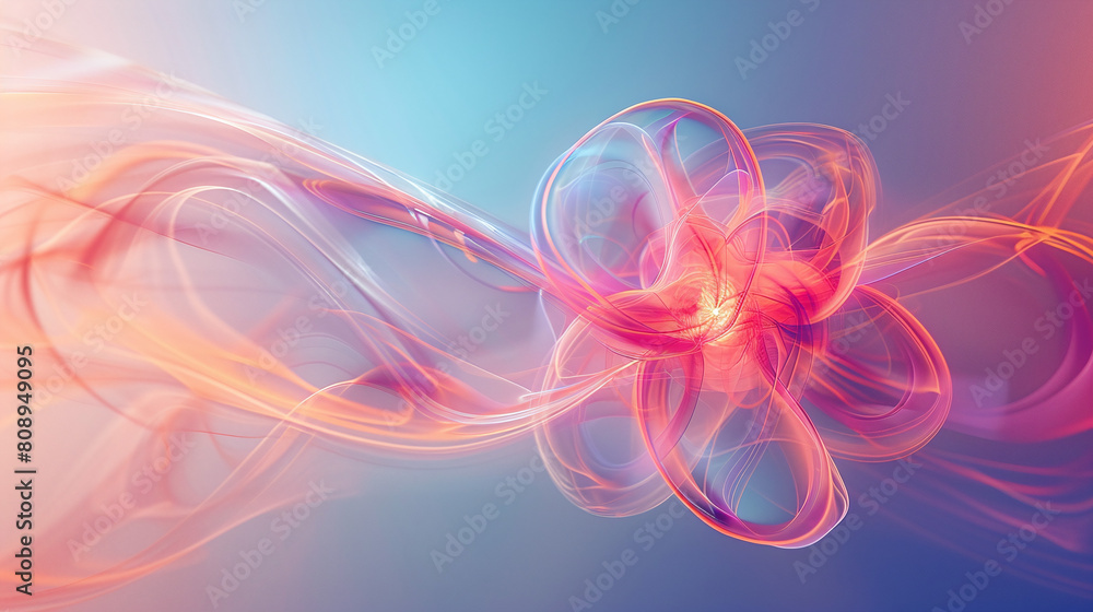 Red and Blue Swirling Abstract Art with Glowing Pink Center on Soft Gradient Background Red and Blue Swirling Abstract Art with Glowing Pink Center on Soft Gradient Background