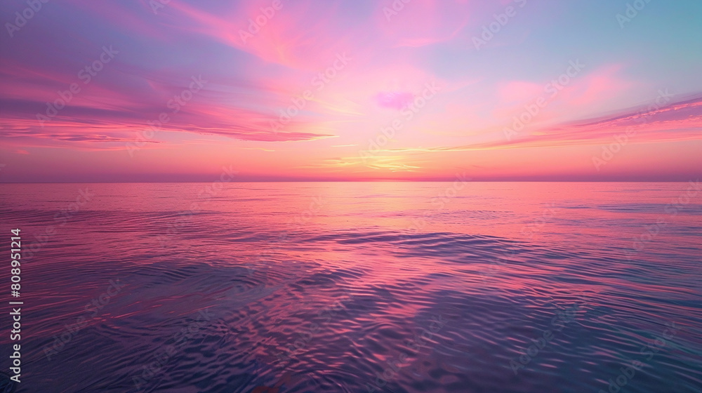 Obraz premium Serene Ocean Sunset with Pink and Purple Sky Reflecting on Calm Waters