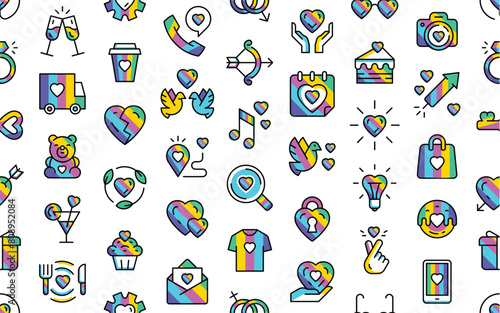 Seamless pattern with Pride LGBTQ icon. Pride day. Modern vector illustration