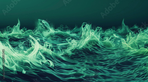 Deep sea green waves in a flame-like design perfect for a cool oceanic background