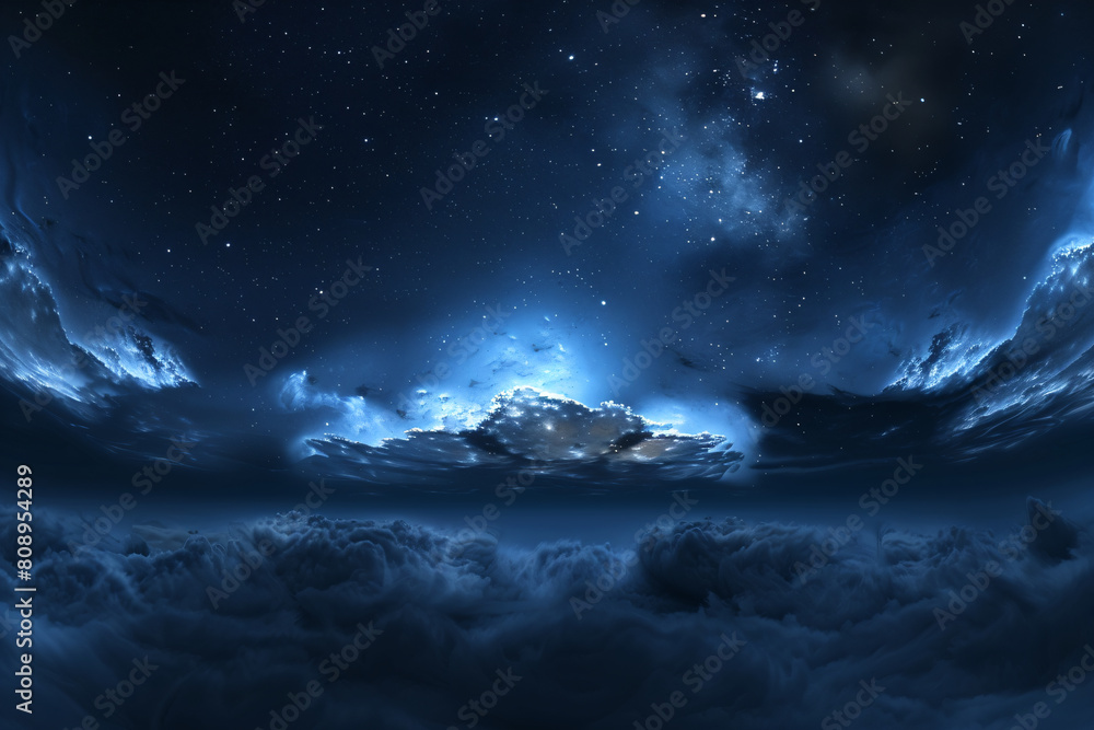 a night sky with clouds and stars