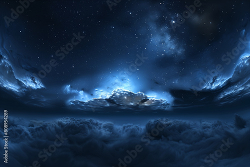 a night sky with clouds and stars