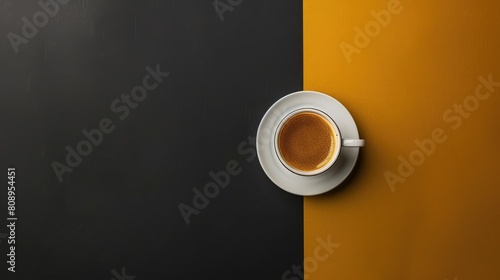 Coffee on gold background. Generative AI photo