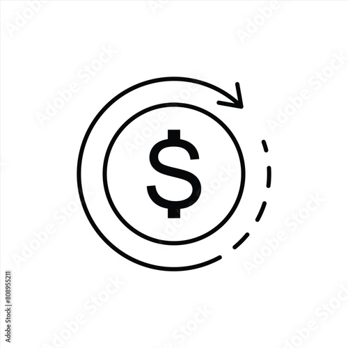 time is money icon set. circle arrow and dollar icon thin line style collections  financial and business management icon. vector illustration