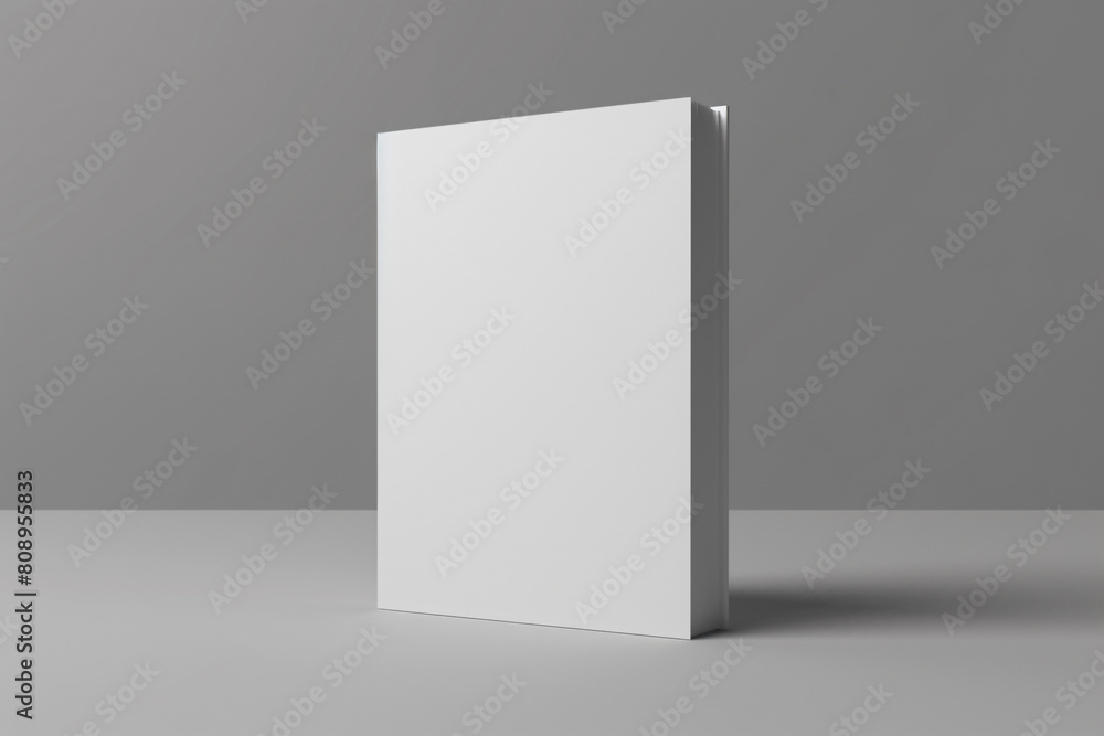 a blank book on a table with a gray background a blank book on a table with a gray background