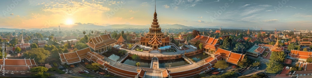 Stunning Aerial View of the Majestic Wat Phra That Lampang Luang a Renowned Buddhist Temple Complex
