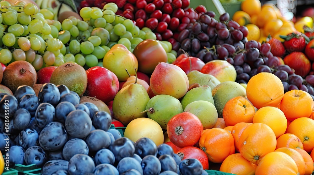 Fresh fruit display. Generative AI Fresh fruit display. Generative AI