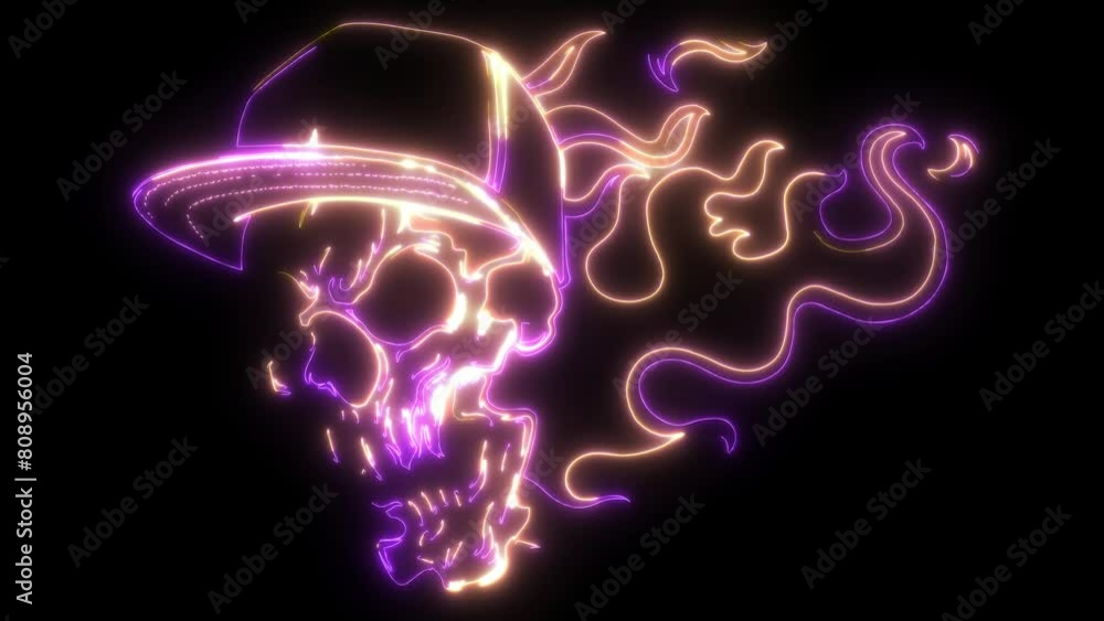 skull head with hip pop hat and flames. skull head with hip pop hat and flames.