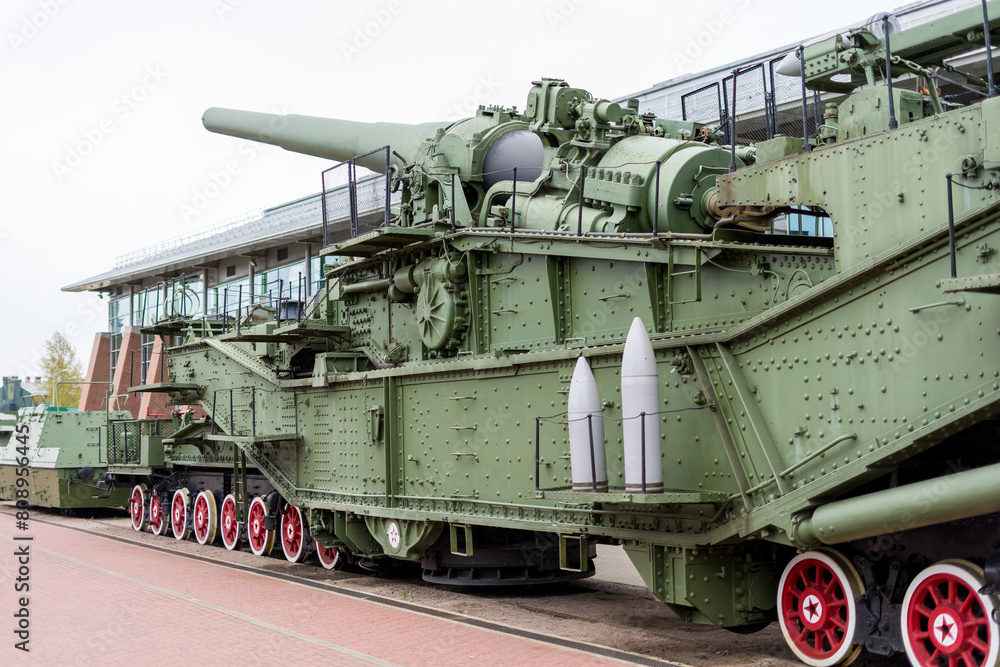 Railway artillery installation in the Museum of Railways