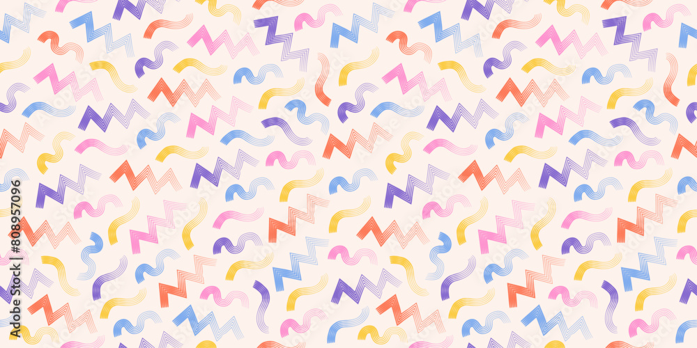Rainbow paintbrush strokes. Hand-drawn curved and wavy lines. Vector grunge seamless pattern. Chaotic pastel brush scribbles. Modern paint background in fun summer color. Brush strokes, and squiggles. Rainbow paintbrush strokes. Hand-drawn curved and wavy lines. Vector grunge seamless pattern. Chaotic pastel brush scribbles. Modern paint background in fun summer color. Brush strokes, and squiggles.