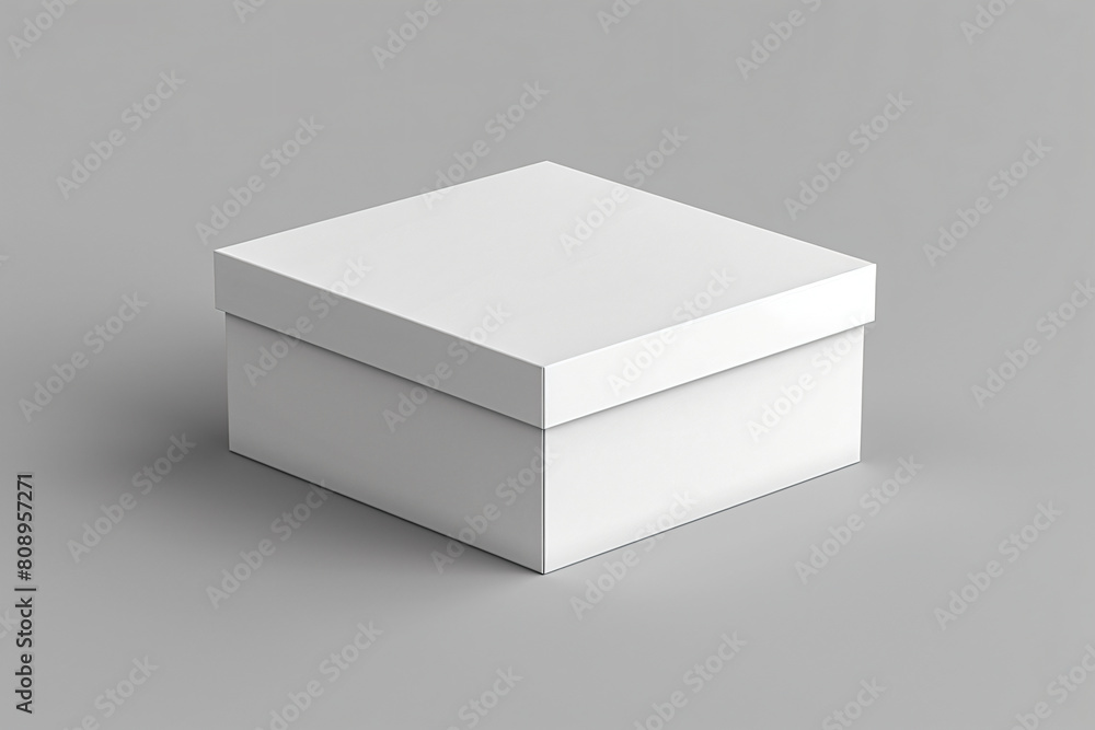 a white box with a lid on a gray surface a white box with a lid on a gray surface