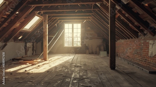 House attic construction. Generative AI