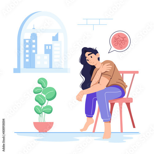 Editable flat style illustration of silent struggle 