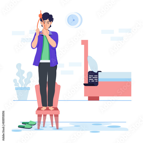 Here’s a flat style illustration of suicide attempt 
