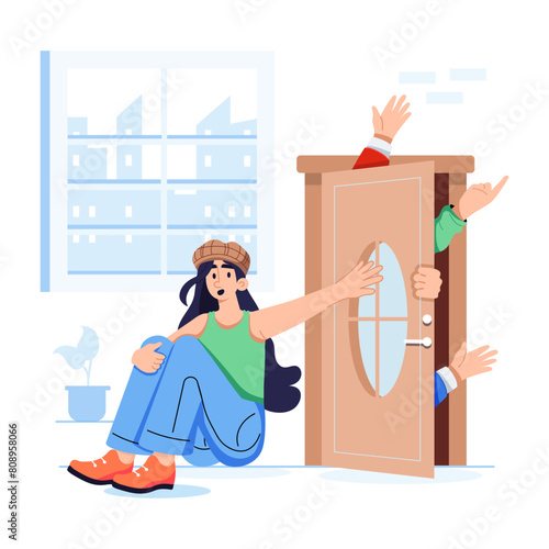 Trendy flat illustration depicting social anxiety 