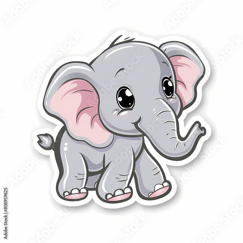 Cute elephant cartoon on a White Canvas Sticker vector image