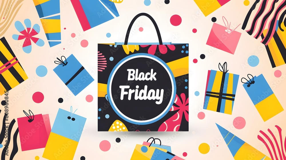 shopping bag with the phrase black friday and gifts on the background shopping bag with the phrase black friday and gifts on the background