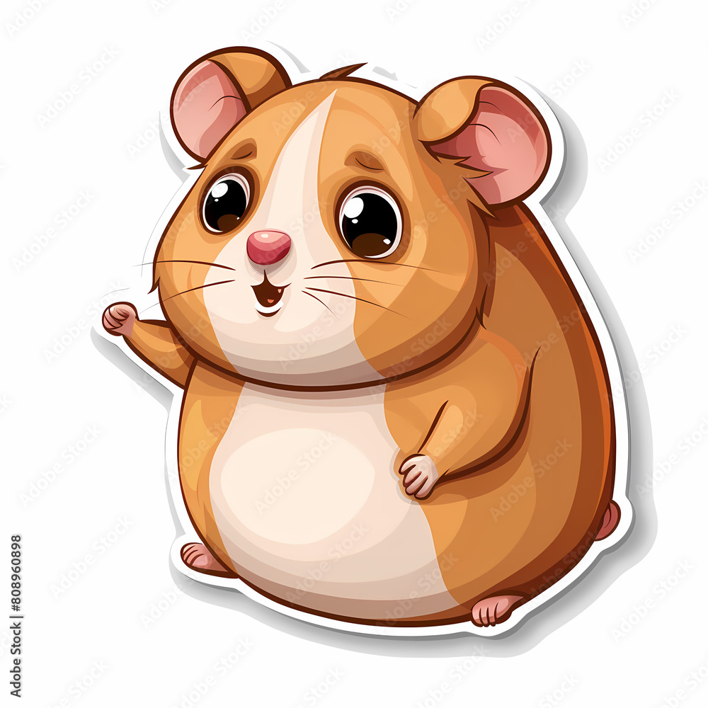 Cute hamster cartoon on a White Canvas Sticker,vector image Cute hamster cartoon on a White Canvas Sticker,vector image