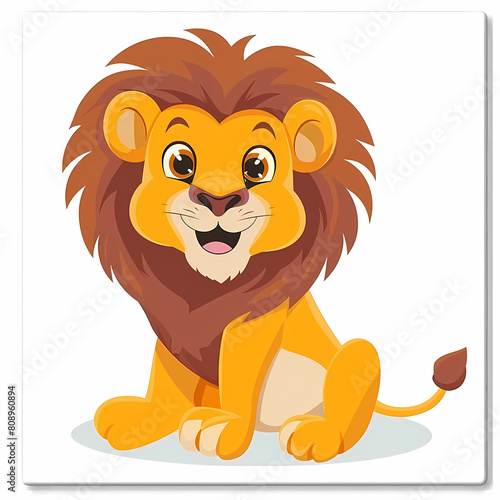 Cute lion cartoon on a White Canvas Sticker vector image