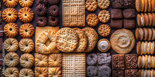 Assortment of sweet cookies. Different types of sweet cookie background. © SnowElf