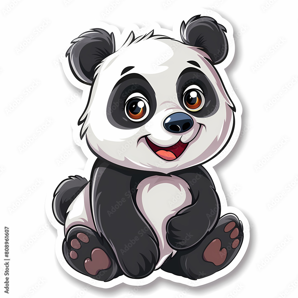 Fototapeta premium Cute panda cartoon on a White Canvas Sticker,vector image