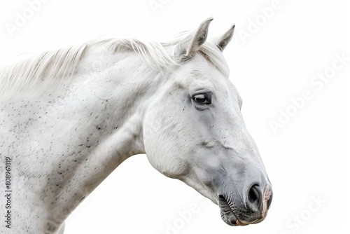 majestic white horse head portrait elegant equine beauty isolated on white