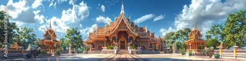 Ornate and Revered Buddhist Temple in Chaiya Thailand © Sittichok