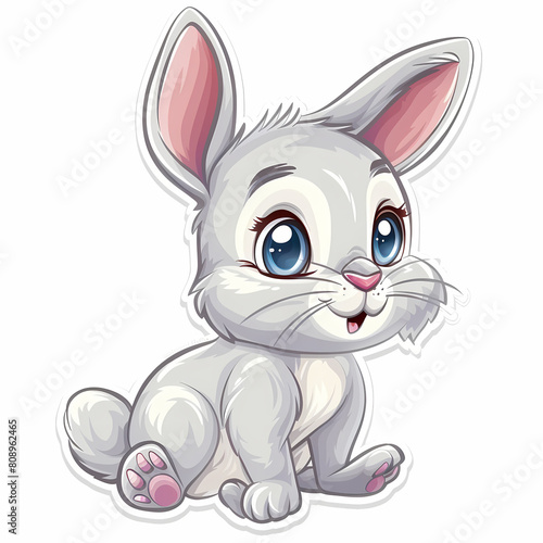 Cute rabbit cartoon on a White Canvas Sticker vector image