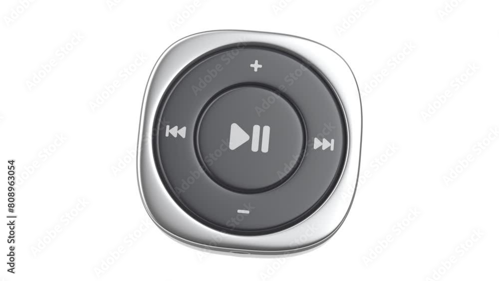 Small silver digital music player on shiny white background Small silver digital music player on shiny white background