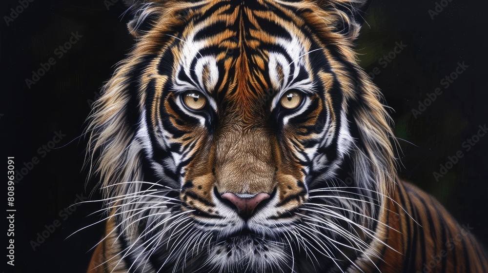 Sumatran tiger head. Generative AI