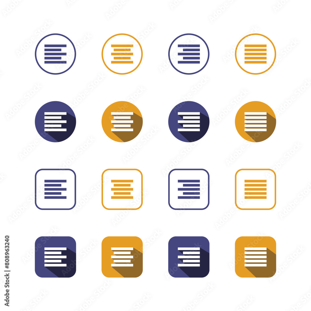 Collection of Icons set, flat colored with shadows. Thin line icons set. Flat vector illustration Collection of Icons set, flat colored with shadows. Thin line icons set. Flat vector illustration