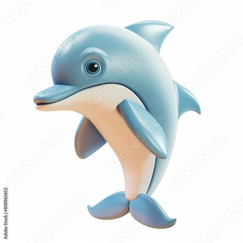 Cute Dolphin Cartoon Clay Illustration  3D Icon  Isolated on white background