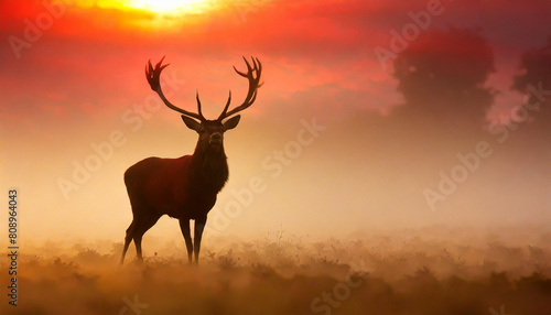 red deer in morning sun © netsay