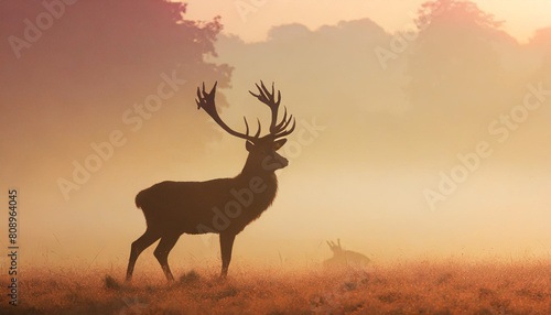 red deer in morning sun