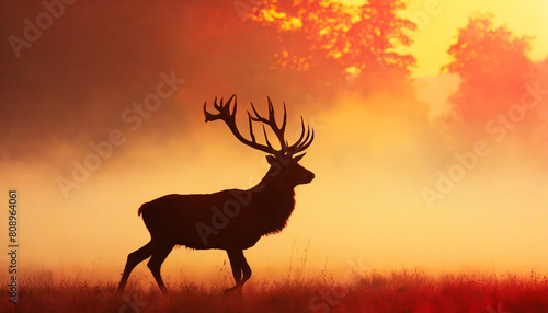 red deer in morning sun © netsay