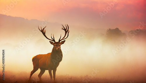 red deer in morning sun