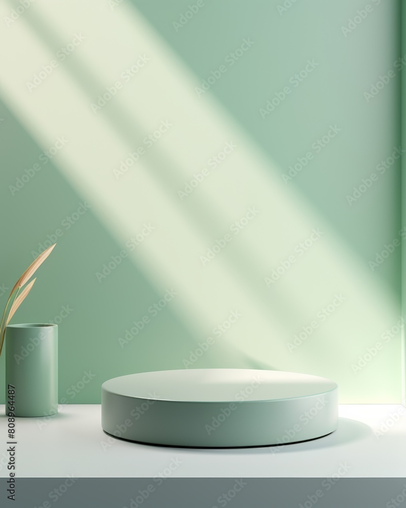 ing of a green podium with a plant on the left ing of a green podium with a plant on the left
