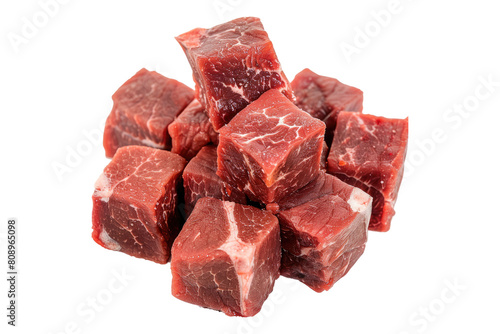 Meat beef cubes isolated on transparent background