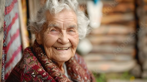 Radiantly Happy and Smiling Elderly Woman with Warm Expression