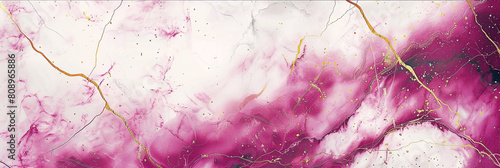 Rich magenta  frost white marble design featuring golden veining for an elegant sophisticated stone look