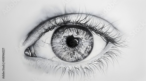 Highly Detailed Eye Drawing in Monochrome Tones