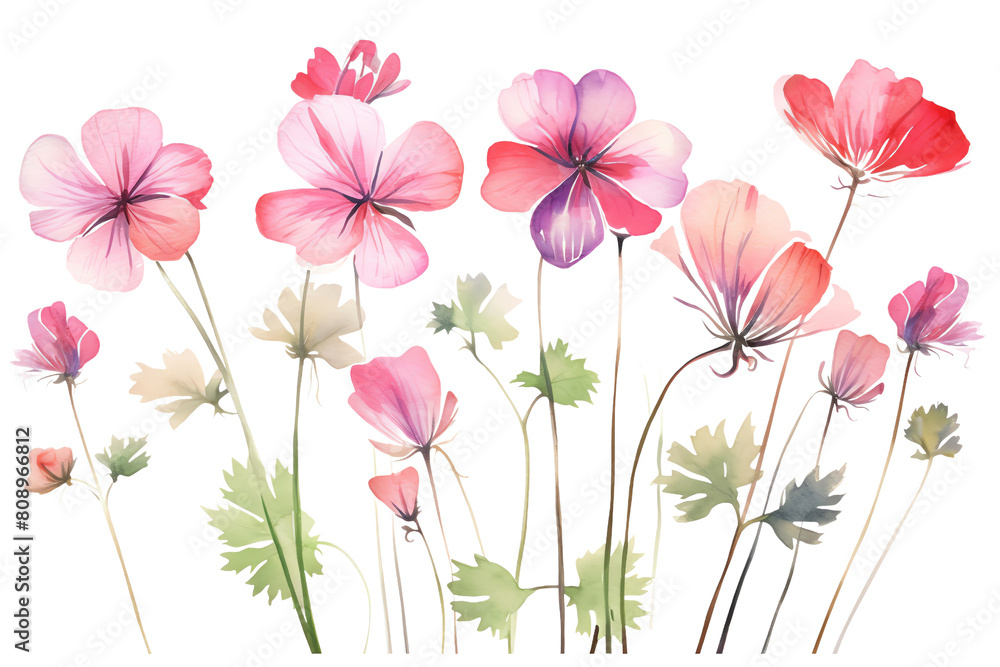 Pink watercolor flowers. Pink watercolor flowers.