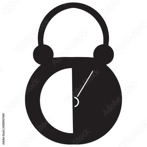 vector clock padlock logo, clock padlock icon